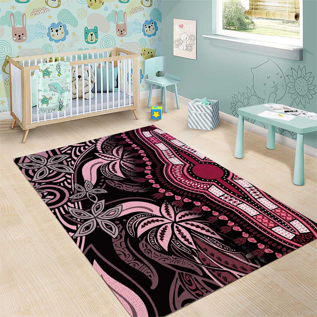 Polynesia Mixed African Dashiki Area Rug Afro-pacific Culture - Pink LT9