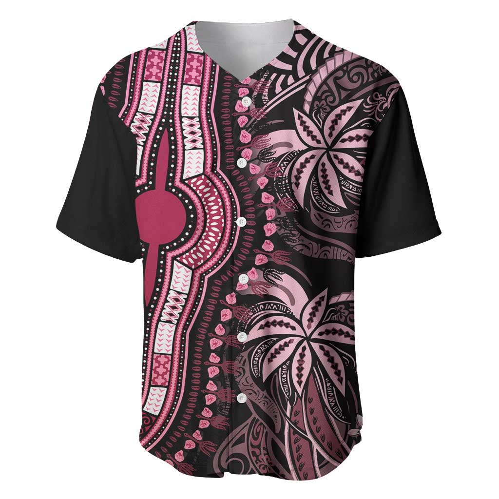 Polynesia Mixed African Dashiki Baseball Jersey Afro-pacific Culture - Pink LT9