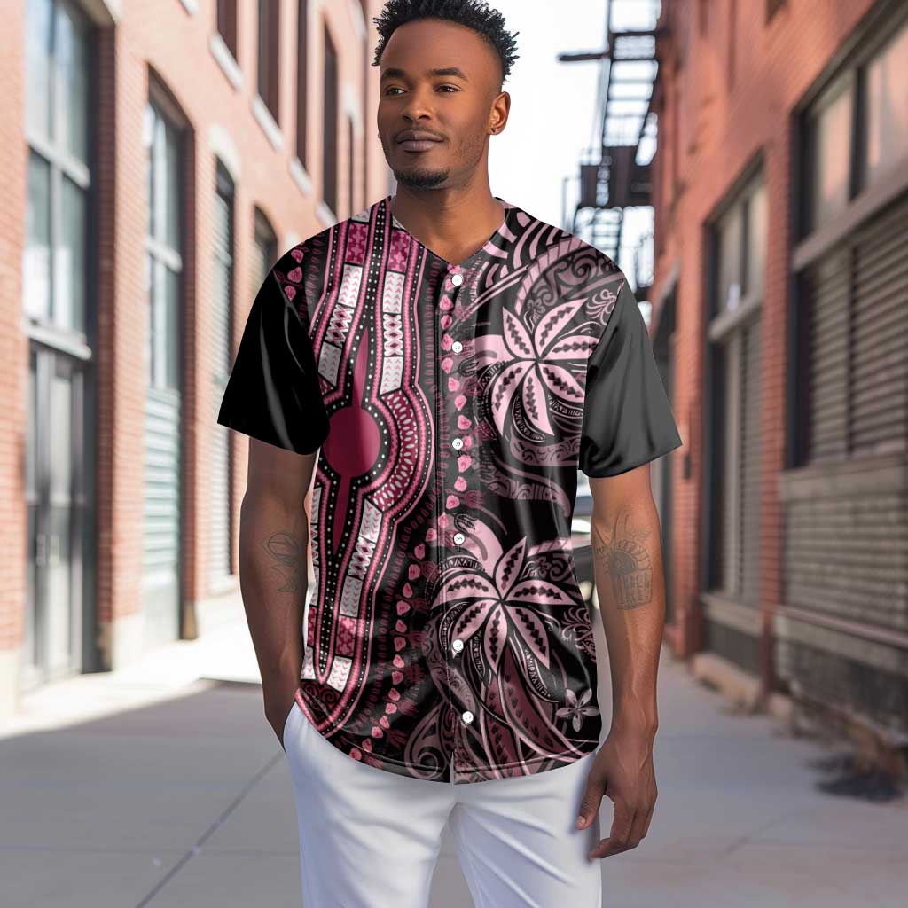 Polynesia Mixed African Dashiki Baseball Jersey Afro-pacific Culture - Pink LT9