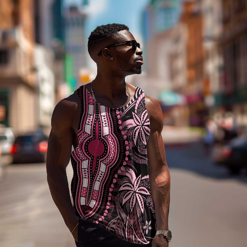 Polynesia Mixed African Dashiki Men Tank Top Afro-pacific Culture - Pink LT9