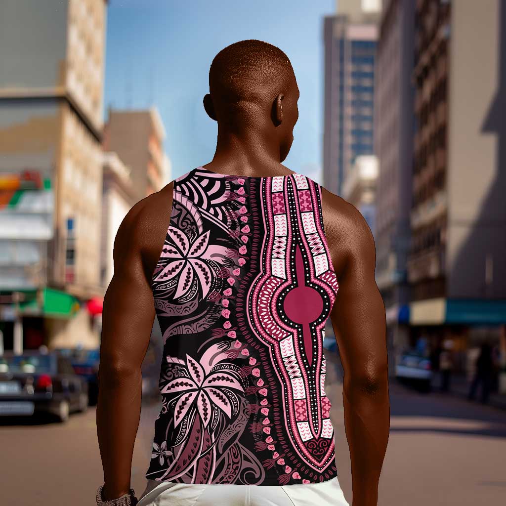 Polynesia Mixed African Dashiki Men Tank Top Afro-pacific Culture - Pink LT9