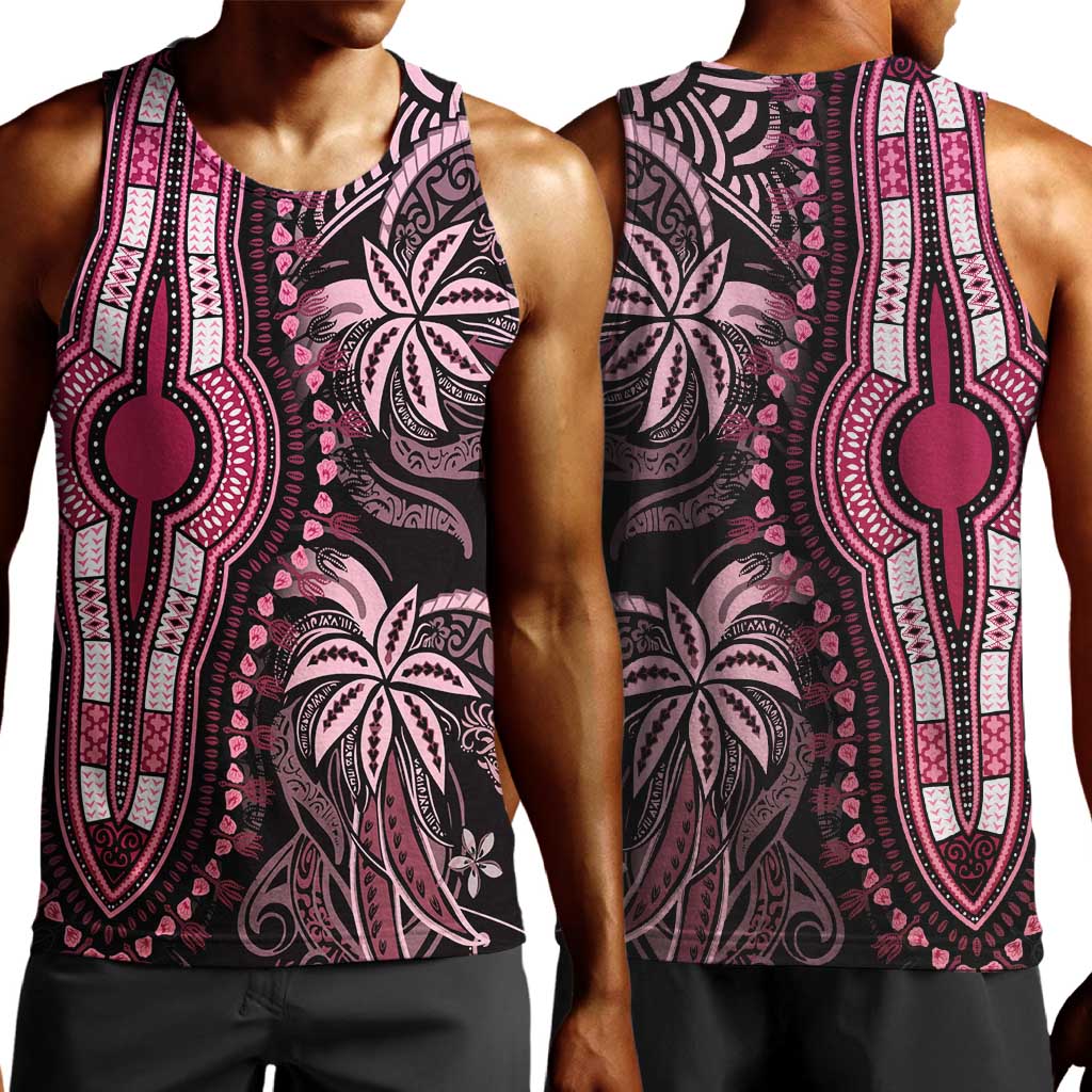 Polynesia Mixed African Dashiki Men Tank Top Afro-pacific Culture - Pink LT9