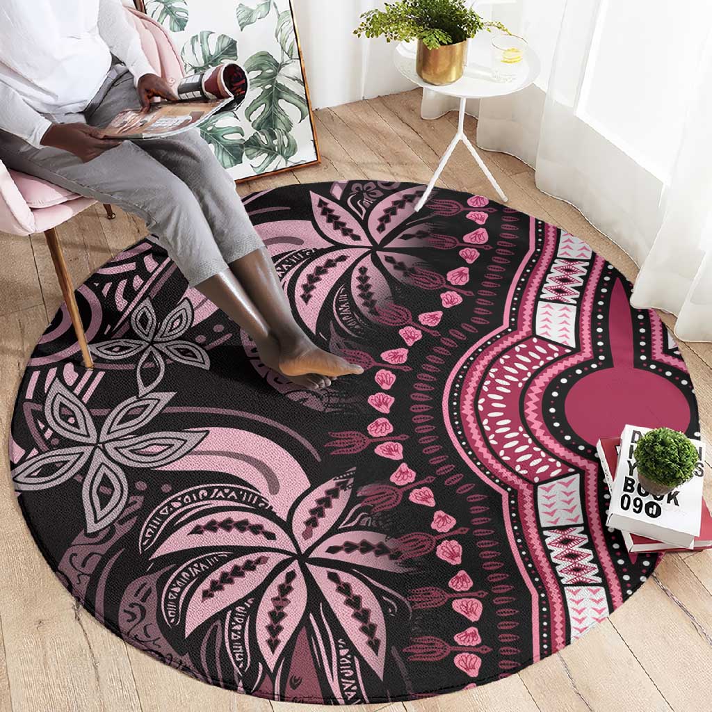 Polynesia Mixed African Dashiki Round Carpet Afro-pacific Culture - Pink LT9