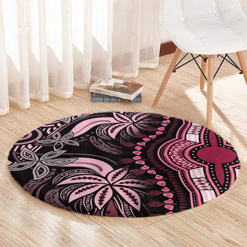Polynesia Mixed African Dashiki Round Carpet Afro-pacific Culture - Pink LT9