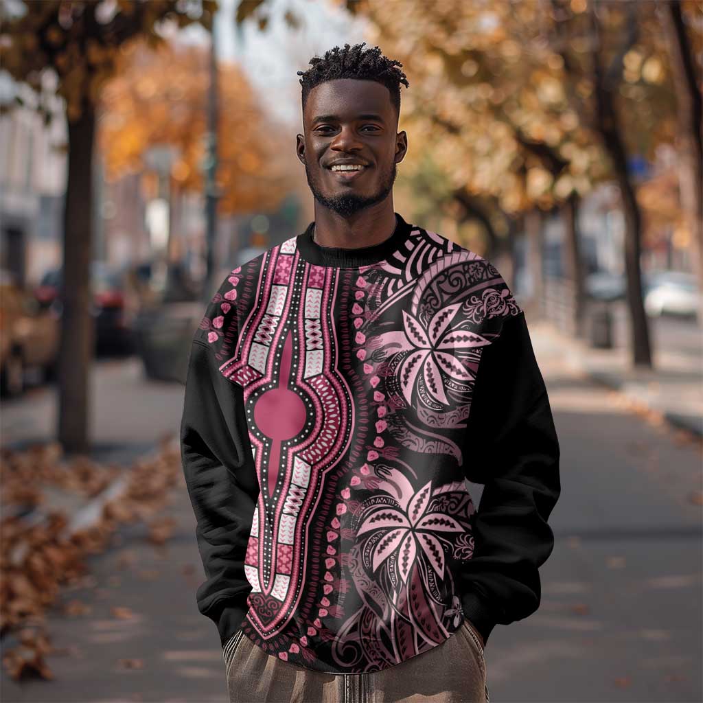Polynesia Mixed African Dashiki Sweatshirt Afro-pacific Culture - Pink LT9