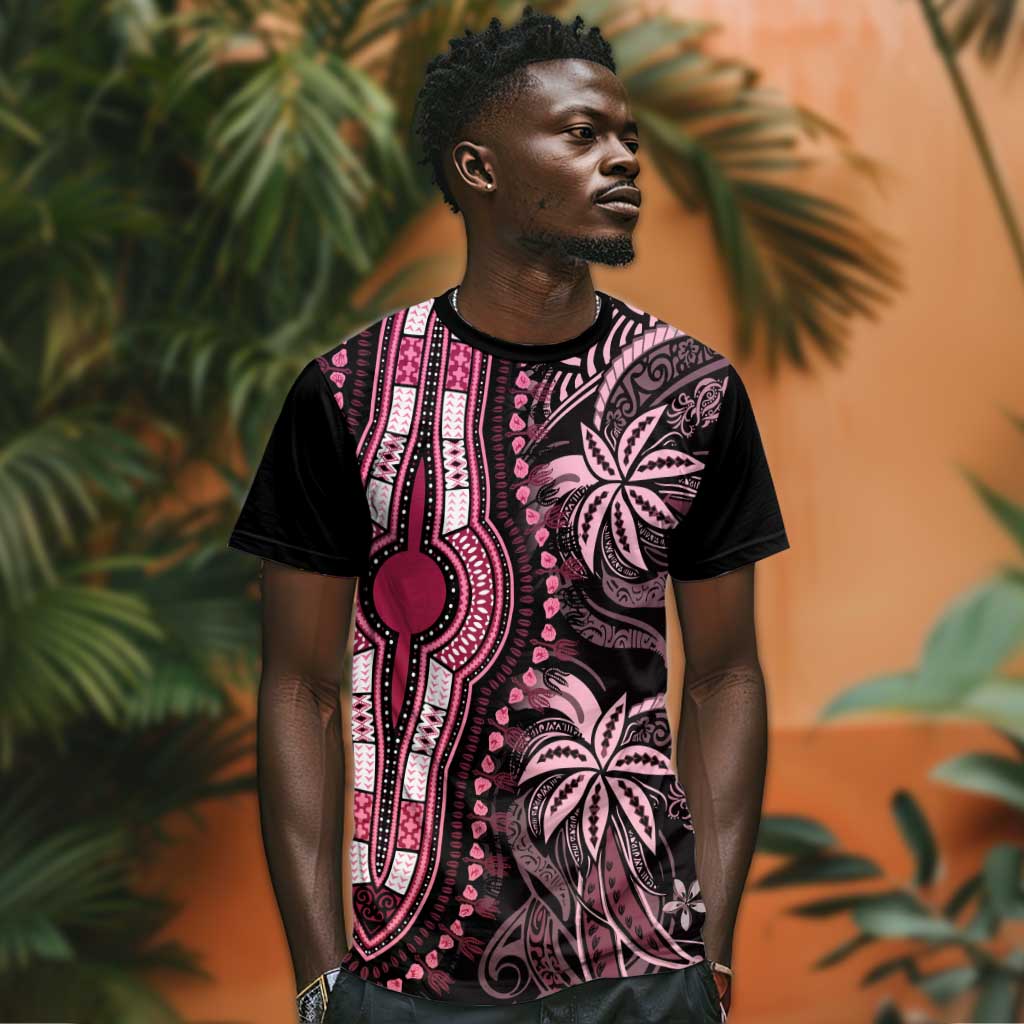 Polynesia Mixed African Dashiki T shirt Afro-pacific Culture - Pink LT9