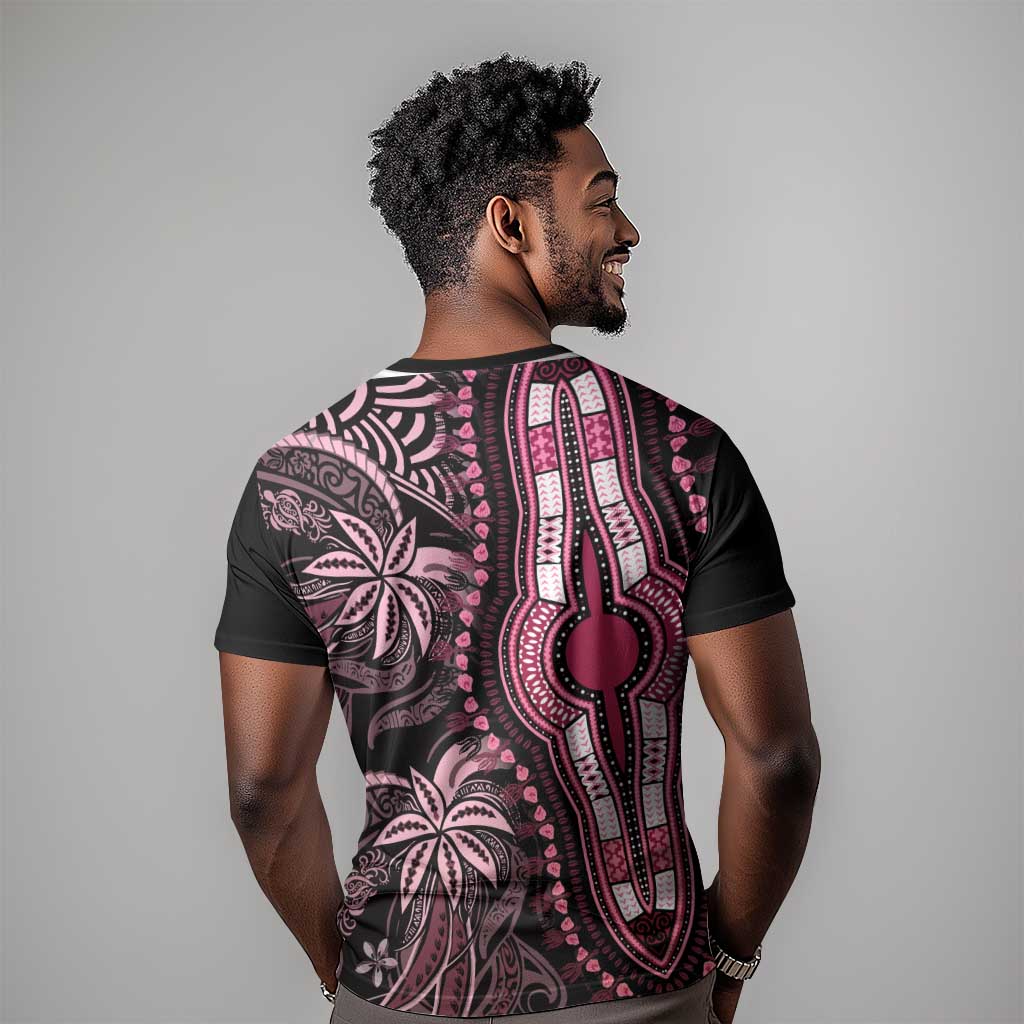 Polynesia Mixed African Dashiki T shirt Afro-pacific Culture - Pink LT9