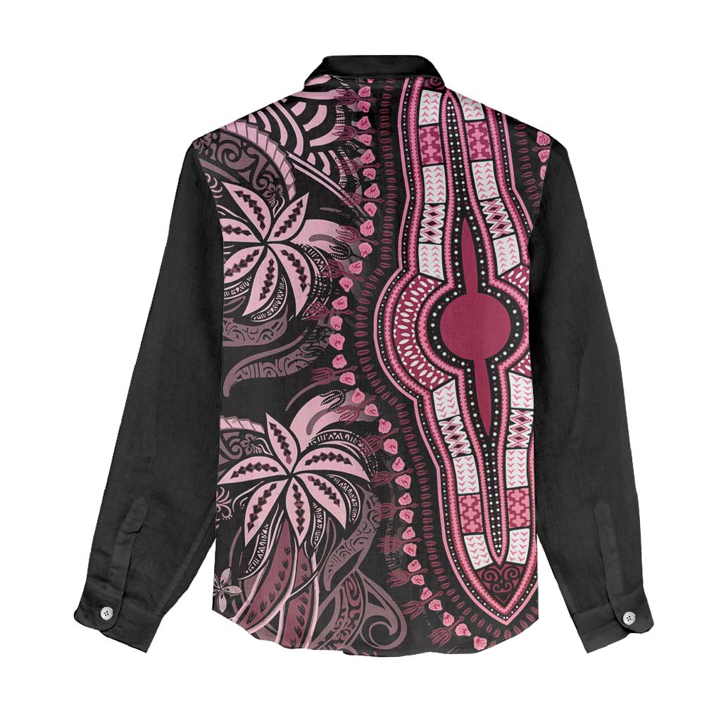 Polynesia Mixed African Dashiki Women Casual Shirt Afro-pacific Culture - Pink LT9