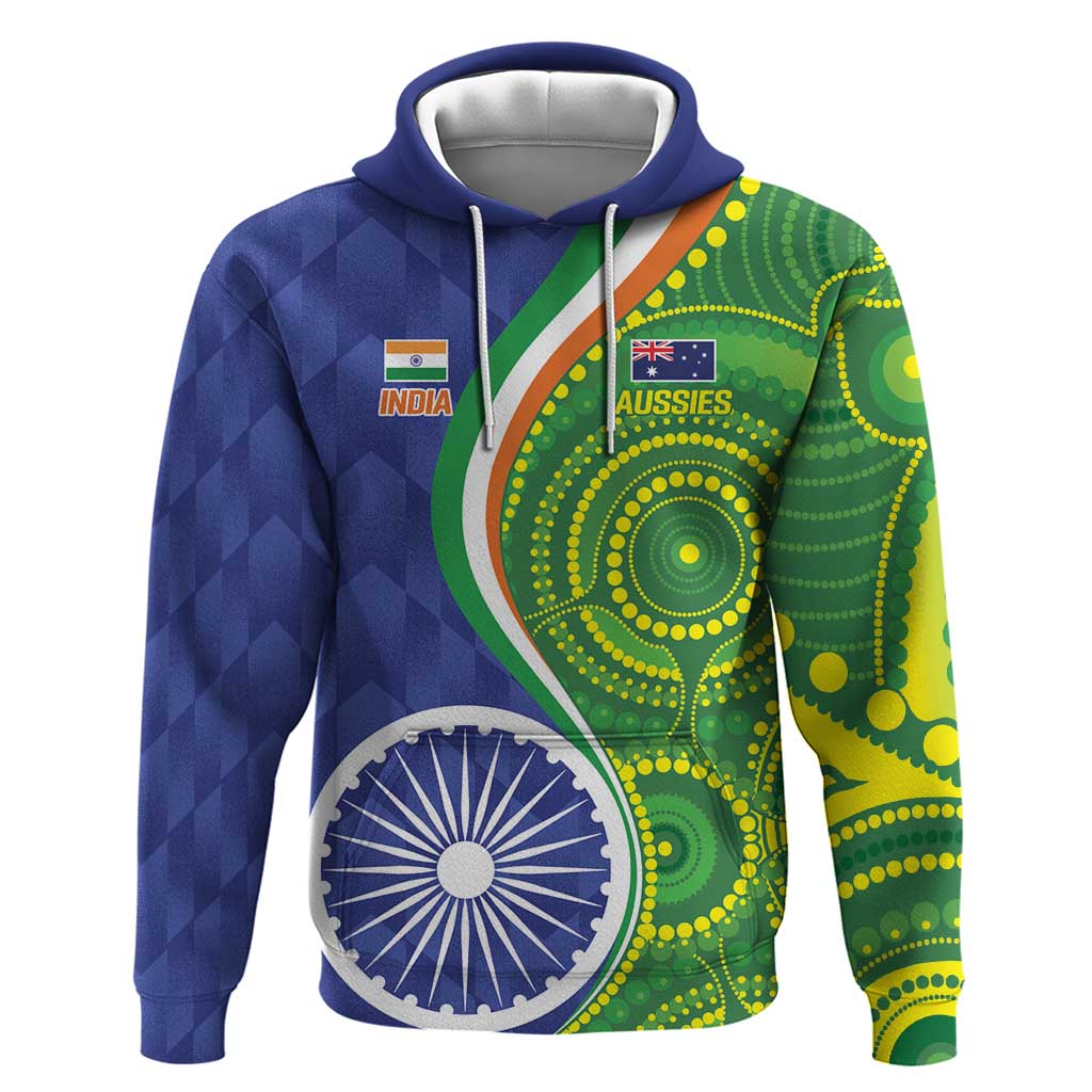 India Vs Australian Cricket Custom Hoodie Ashoka Chakra and Aboriginal Together LT9