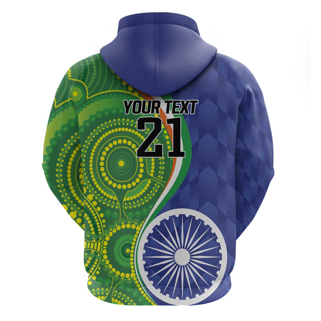 India Vs Australian Cricket Custom Hoodie Ashoka Chakra and Aboriginal Together LT9