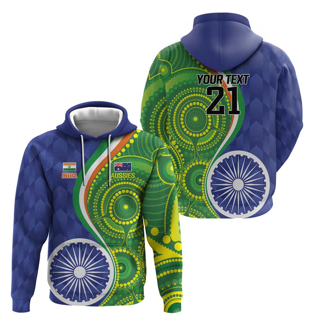 India Vs Australian Cricket Custom Hoodie Ashoka Chakra and Aboriginal Together LT9