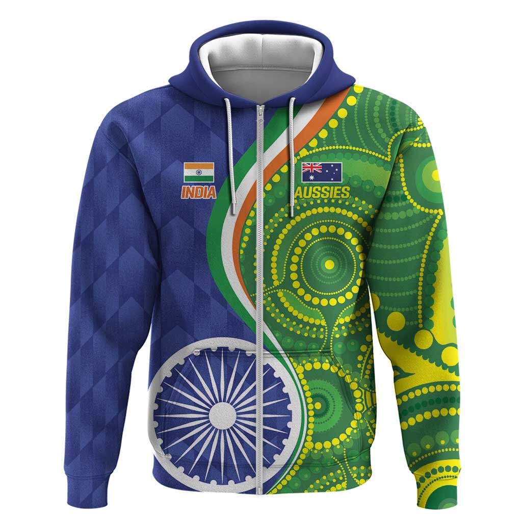 India Vs Australian Cricket Custom Hoodie Ashoka Chakra and Aboriginal Together LT9