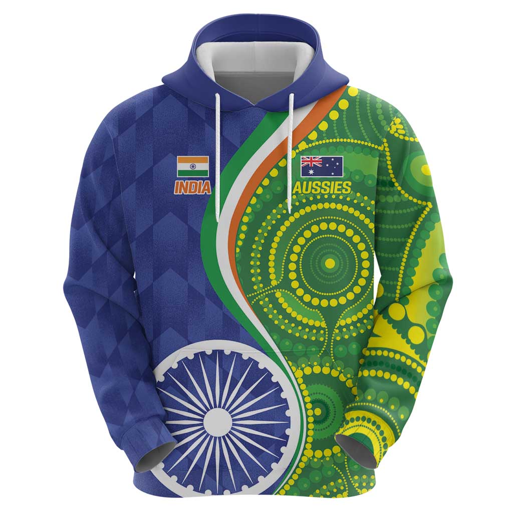 India Vs Australian Cricket Custom Hoodie Ashoka Chakra and Aboriginal Together LT9