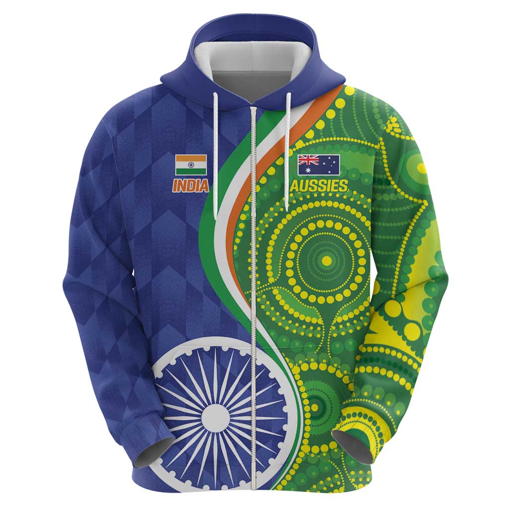 India Vs Australian Cricket Custom Hoodie Ashoka Chakra and Aboriginal Together LT9