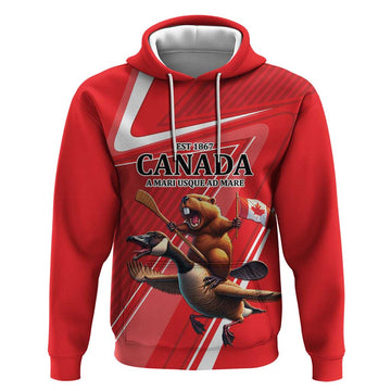 Personalized Beaver and Goose Happy Canada Day Hoodie Est 1867 A Mari Usque Ad Mare LT9