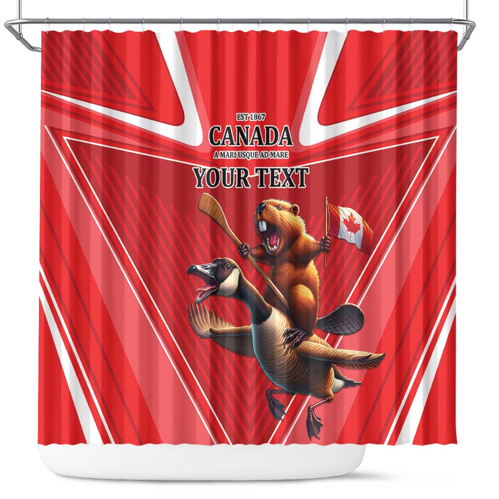 Personalized Beaver and Goose Happy Canada Day Shower Curtain Est 1867 A Mari Usque Ad Mare LT9