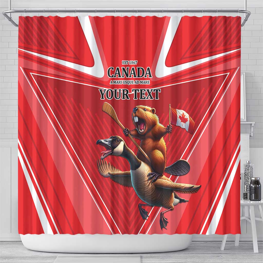 Personalized Beaver and Goose Happy Canada Day Shower Curtain Est 1867 A Mari Usque Ad Mare LT9
