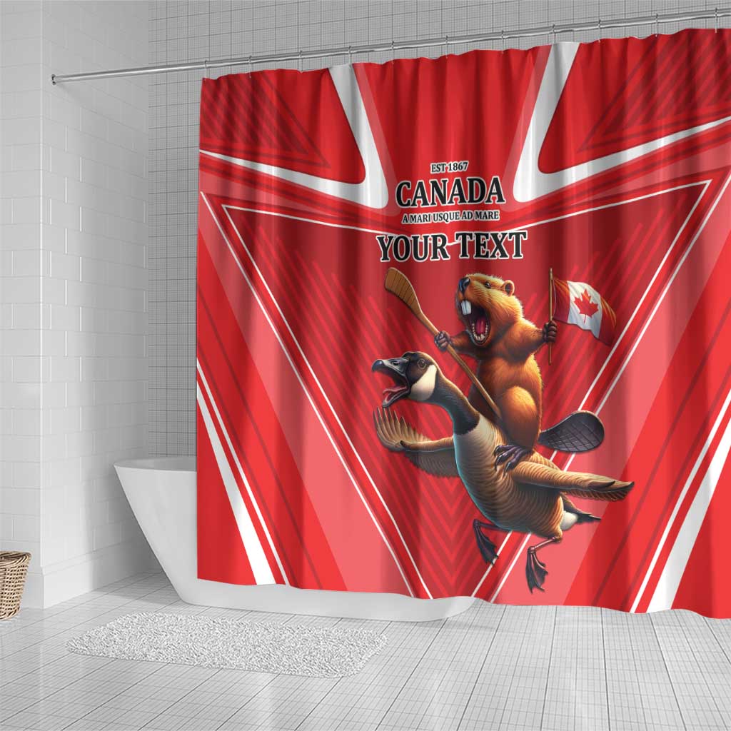 Personalized Beaver and Goose Happy Canada Day Shower Curtain Est 1867 A Mari Usque Ad Mare LT9