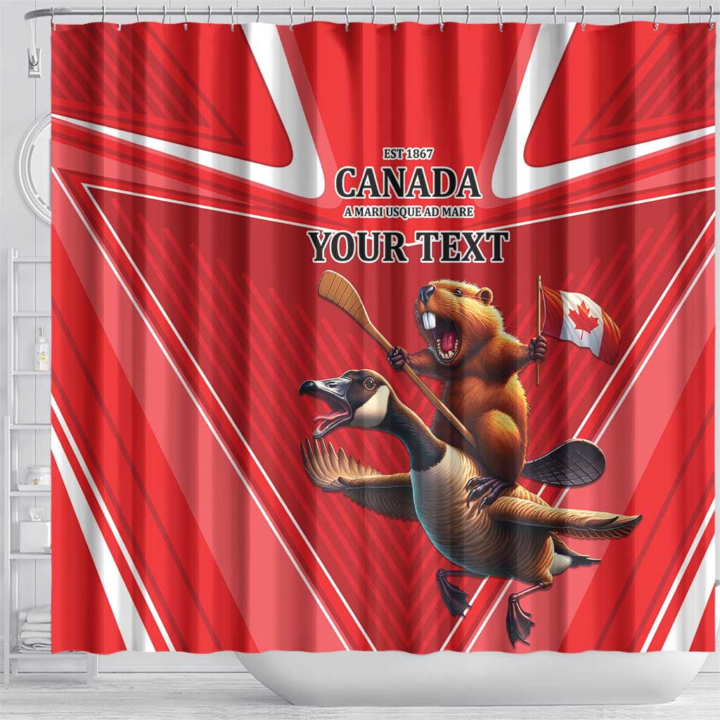 Personalized Beaver and Goose Happy Canada Day Shower Curtain Est 1867 A Mari Usque Ad Mare LT9