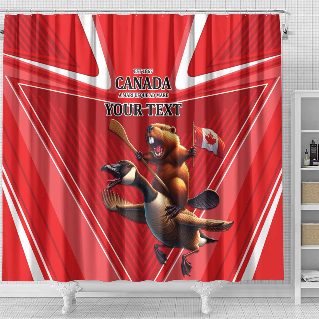 Personalized Beaver and Goose Happy Canada Day Shower Curtain Est 1867 A Mari Usque Ad Mare LT9