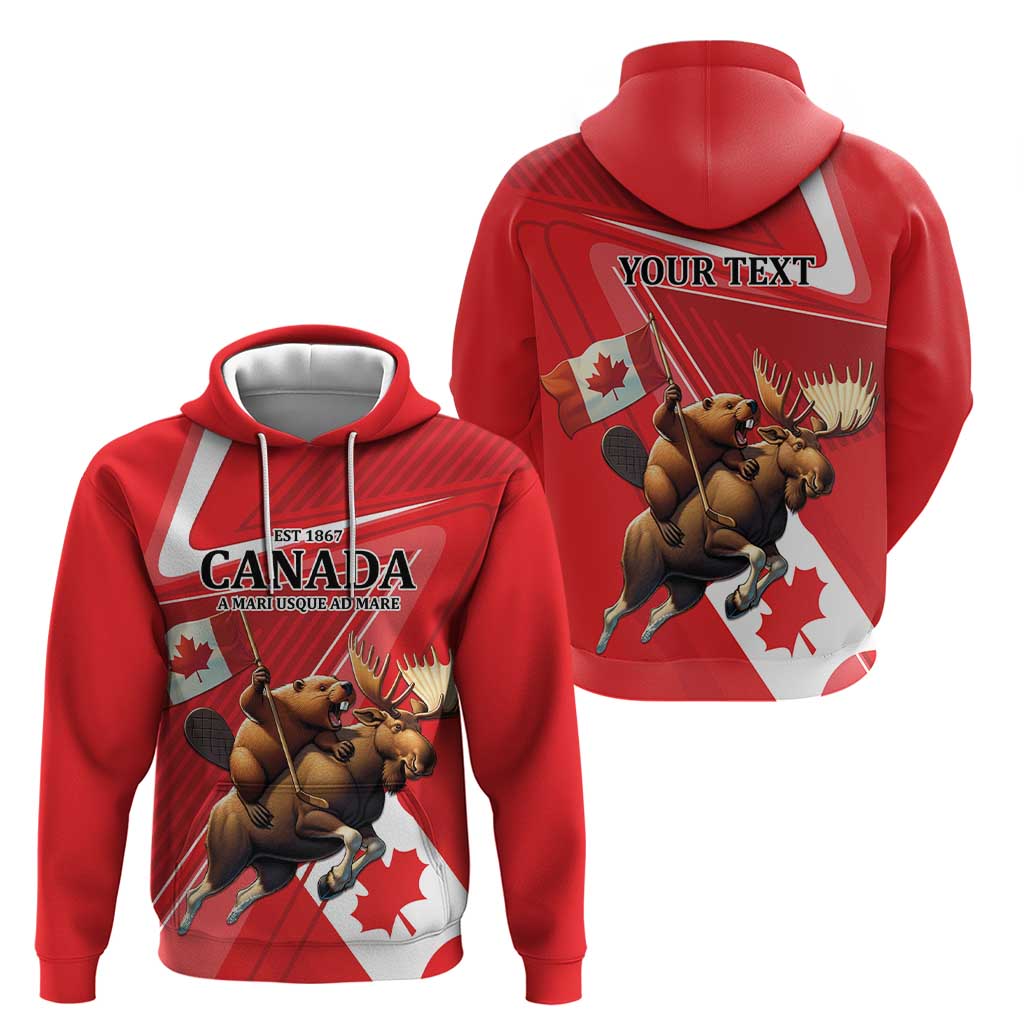 Personalized Beaver and Moose Happy Canada Day Hoodie Est 1867 A Mari Usque Ad Mare LT9
