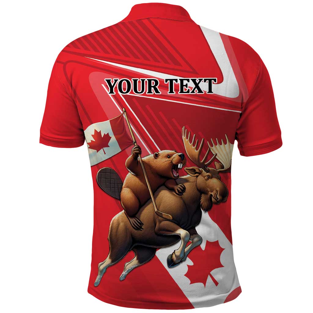 Personalized Beaver and Moose Happy Canada Day Polo Shirt Est 1867 A Mari Usque Ad Mare LT9