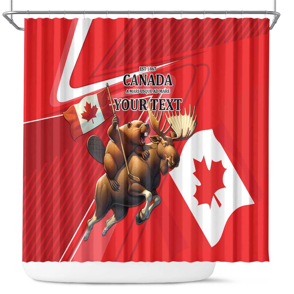 Personalized Beaver and Moose Happy Canada Day Shower Curtain Est 1867 A Mari Usque Ad Mare LT9
