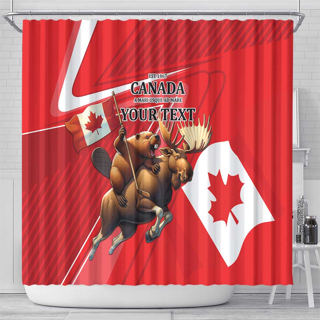 Personalized Beaver and Moose Happy Canada Day Shower Curtain Est 1867 A Mari Usque Ad Mare LT9