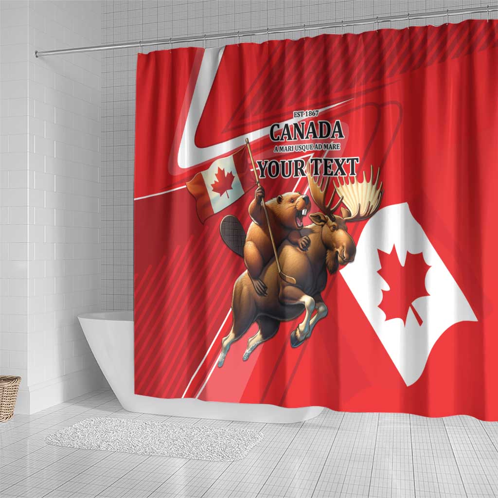 Personalized Beaver and Moose Happy Canada Day Shower Curtain Est 1867 A Mari Usque Ad Mare LT9