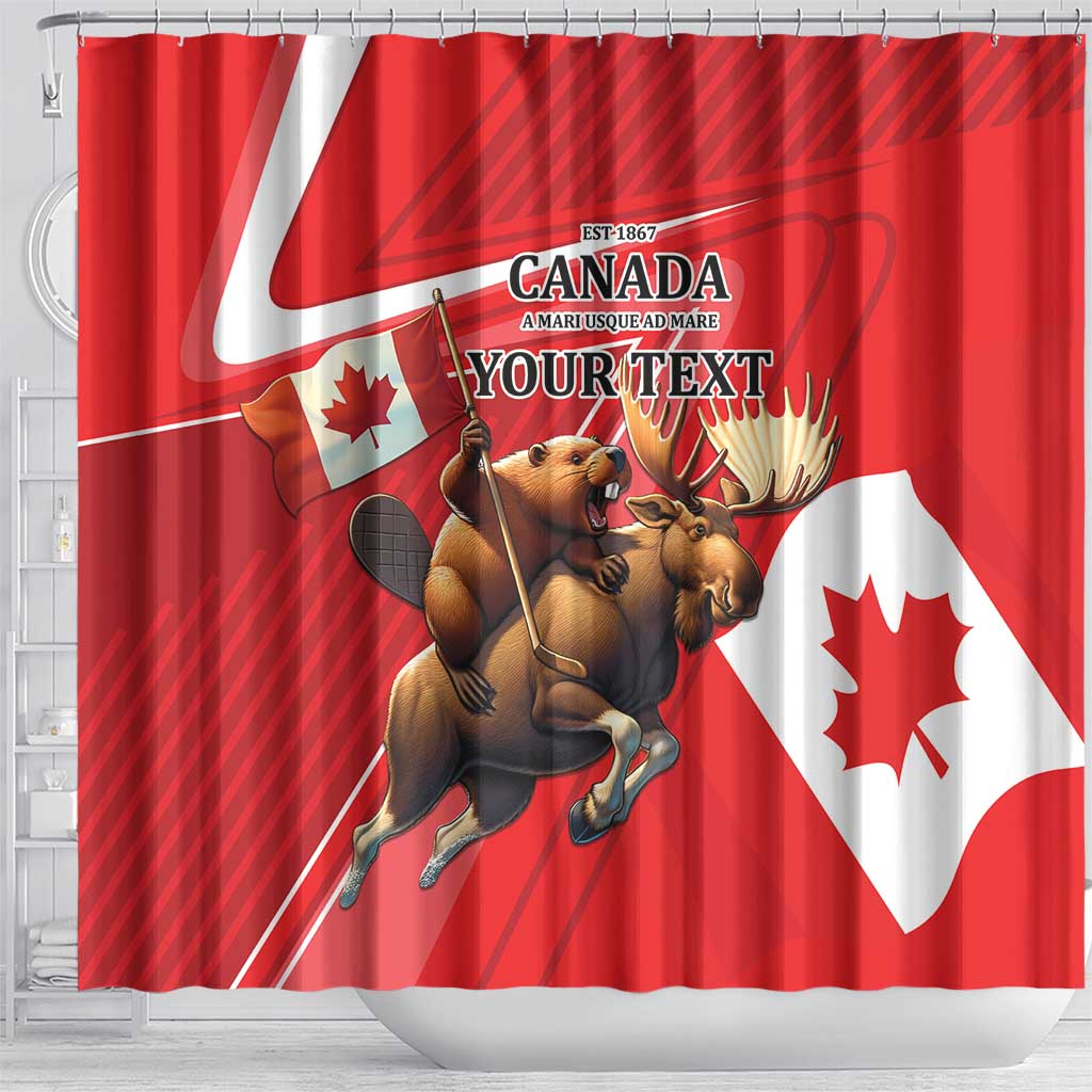 Personalized Beaver and Moose Happy Canada Day Shower Curtain Est 1867 A Mari Usque Ad Mare LT9