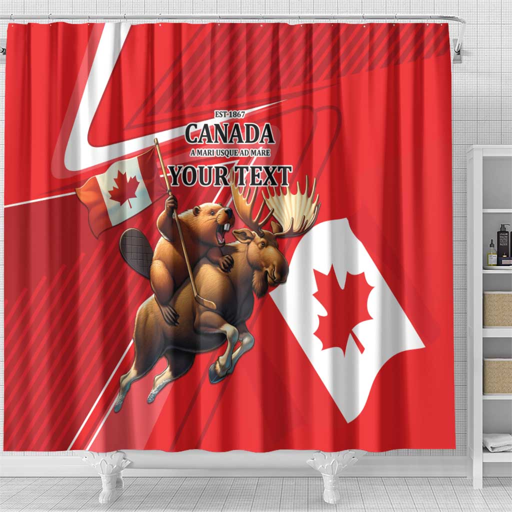 Personalized Beaver and Moose Happy Canada Day Shower Curtain Est 1867 A Mari Usque Ad Mare LT9