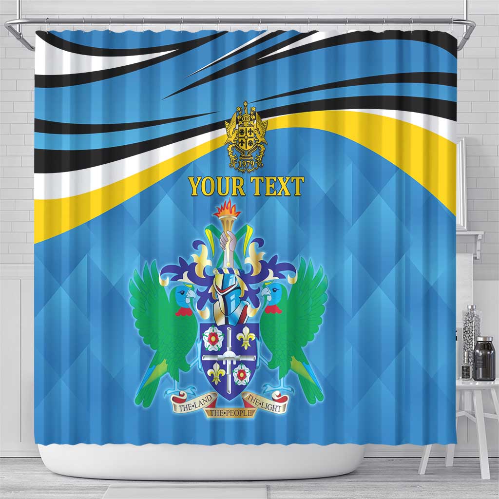 Personalized Saint Lucia Independence Day Shower Curtain Since 1979 LT9