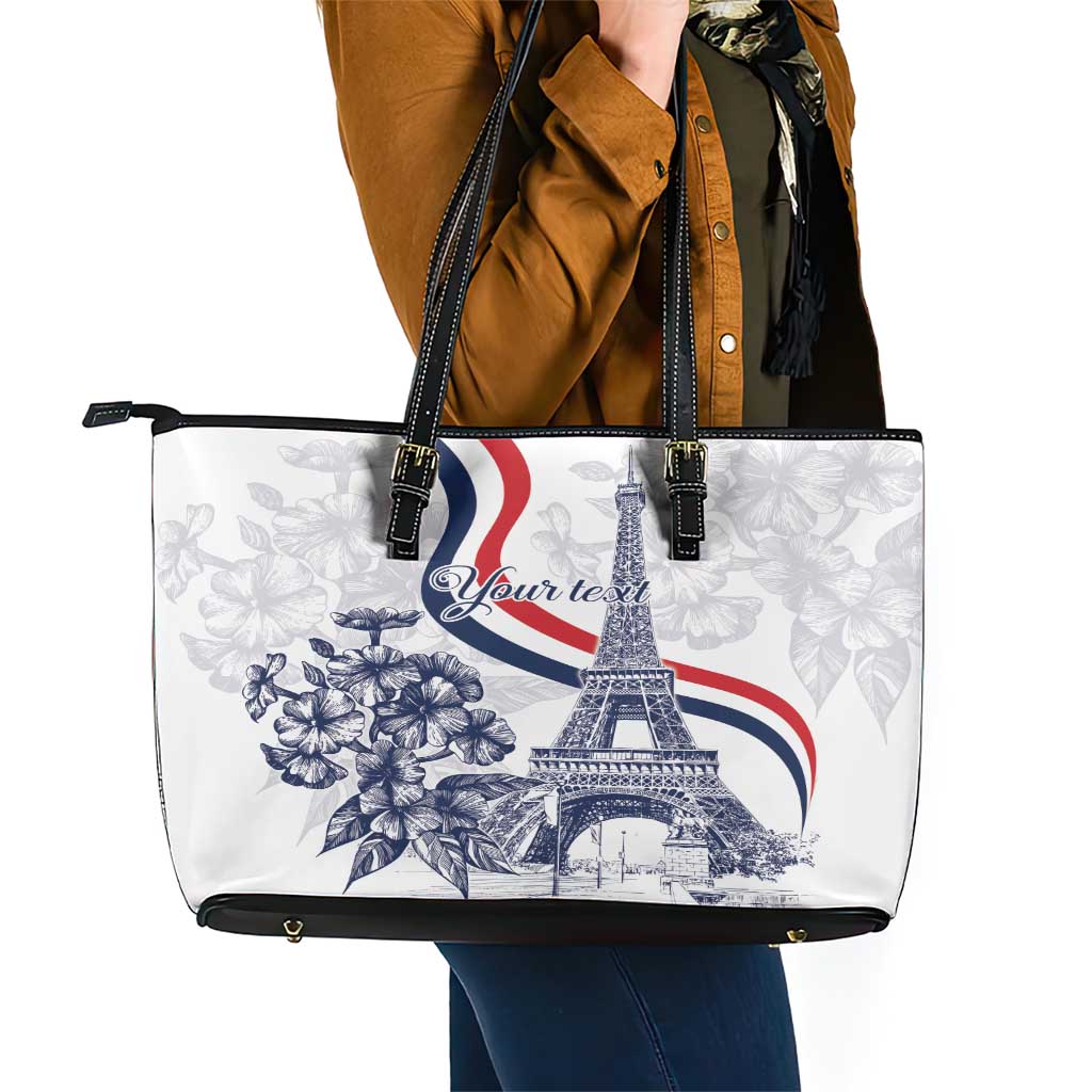 Custom France Women Rugby Leather Tote Bag Summer Flowers 2024 LT9