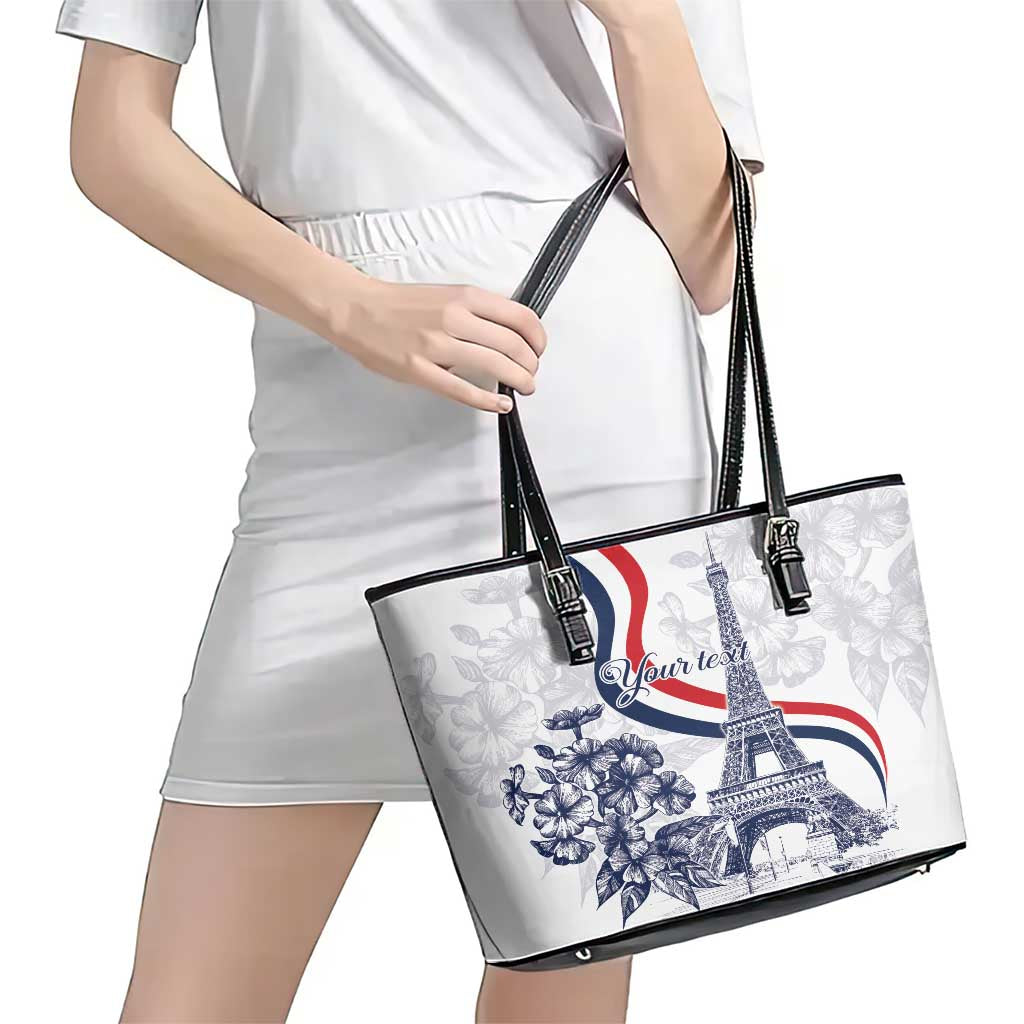 Custom France Women Rugby Leather Tote Bag Summer Flowers 2024 LT9