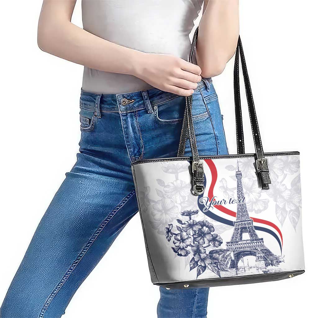 Custom France Women Rugby Leather Tote Bag Summer Flowers 2024 LT9