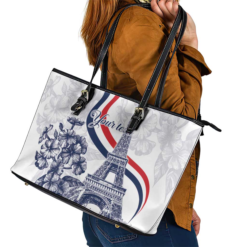 Custom France Women Rugby Leather Tote Bag Summer Flowers 2024 LT9