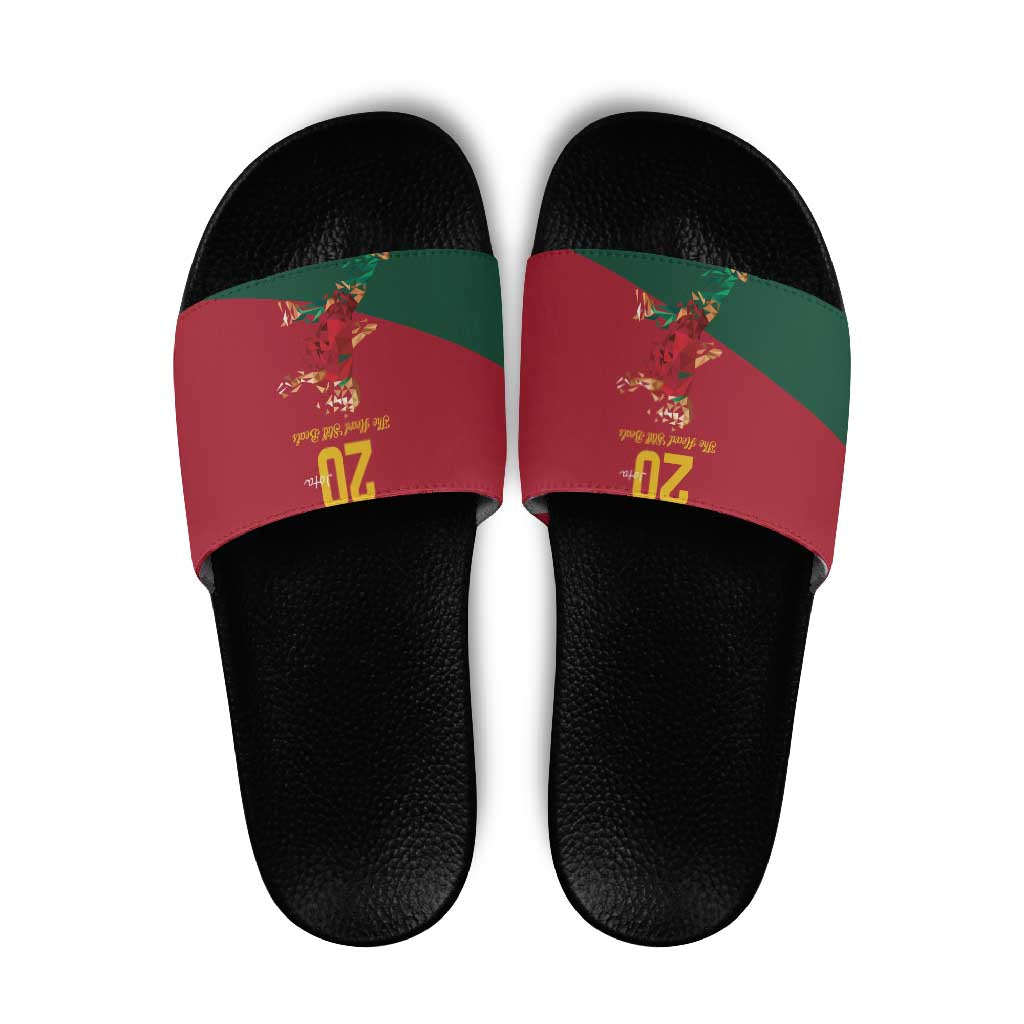 Portuguese Footballer Memorial Slide Sandals Forever 20 The Heart Still Beats LT9