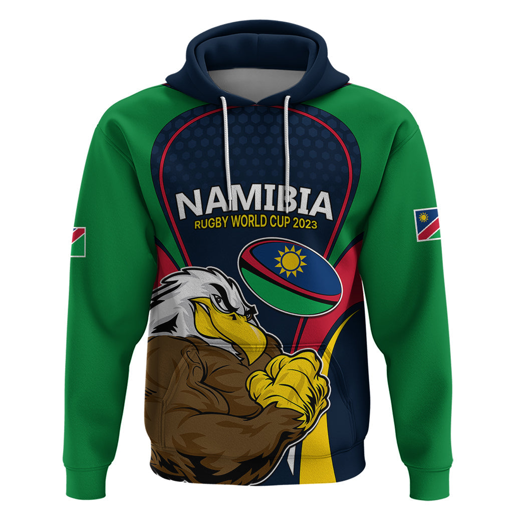 Custom Namibia Rugby Hoodie World Cup 2023 Eagle Mascot Come On Welwitschias LT9