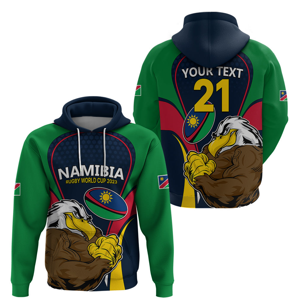 Custom Namibia Rugby Hoodie World Cup 2023 Eagle Mascot Come On Welwitschias LT9