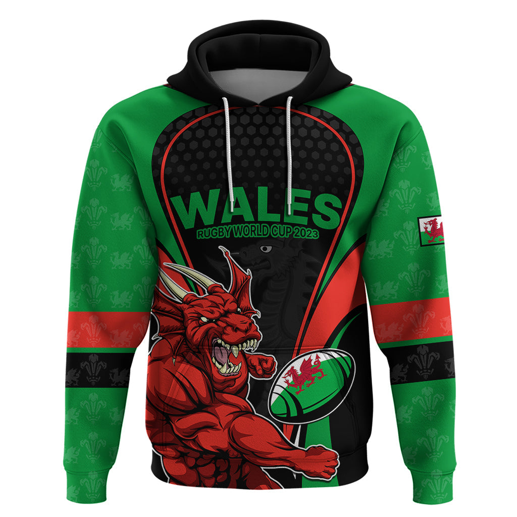 Custom Wales Rugby Hoodie World Cup 2023 Dragon Mascot Come On Cymru LT9