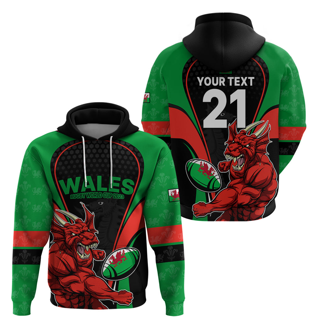 Custom Wales Rugby Hoodie World Cup 2023 Dragon Mascot Come On Cymru LT9