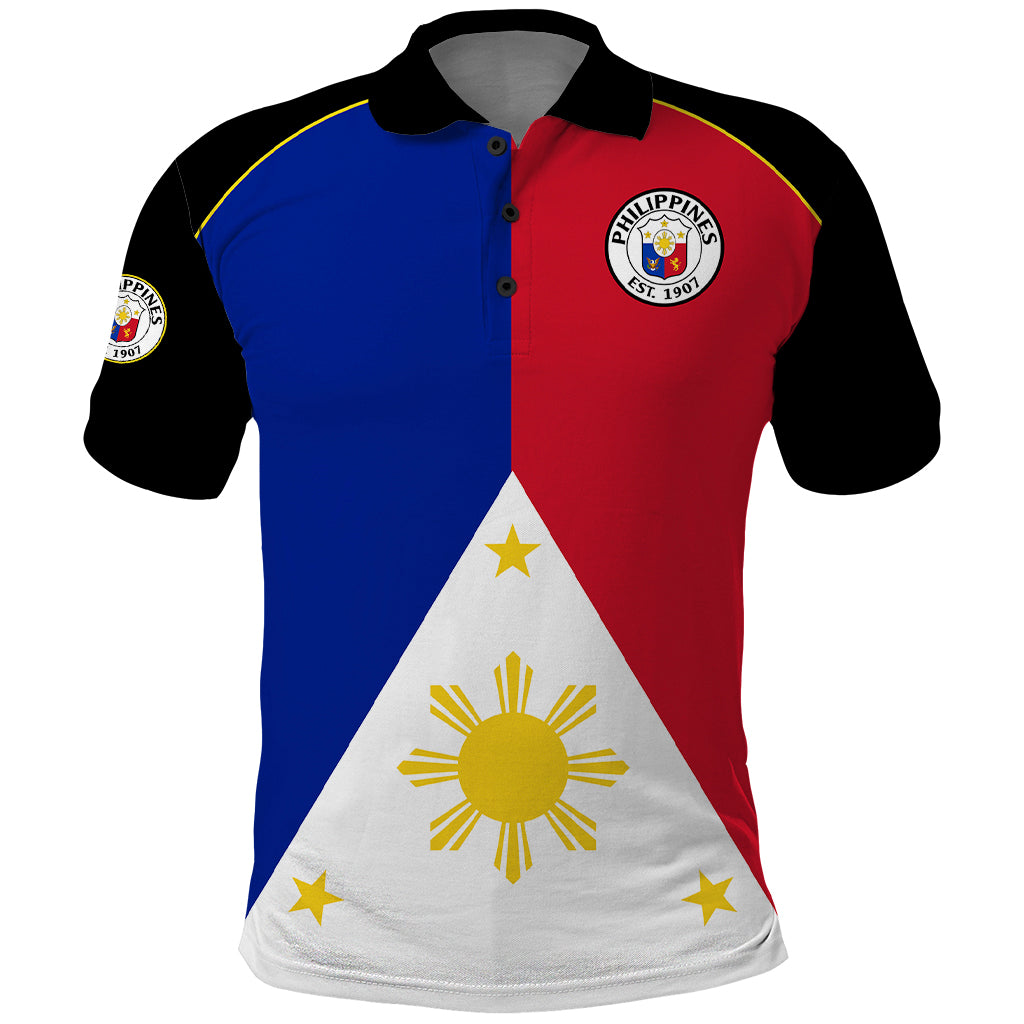 (Custom Text And Number) Philippines Concept Home Football Polo Shirt Pilipinas Flag Black Style 2023 LT9