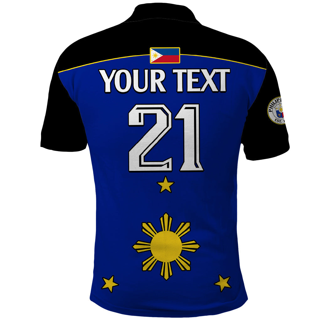(Custom Text And Number) Philippines Concept Home Football Polo Shirt Pilipinas Flag Black Style 2023 LT9
