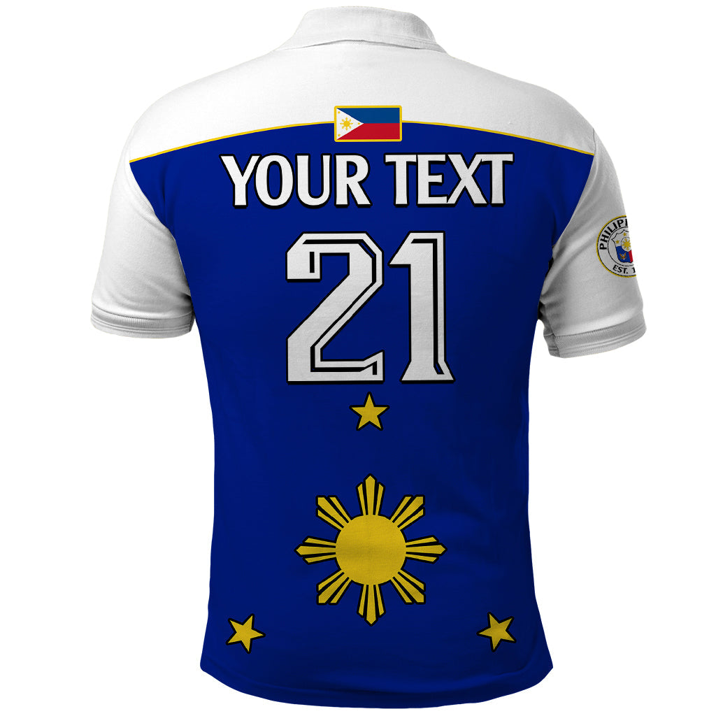 (Custom Text And Number) Philippines Concept Home Football Polo Shirt Pilipinas Flag White Style 2023 LT9