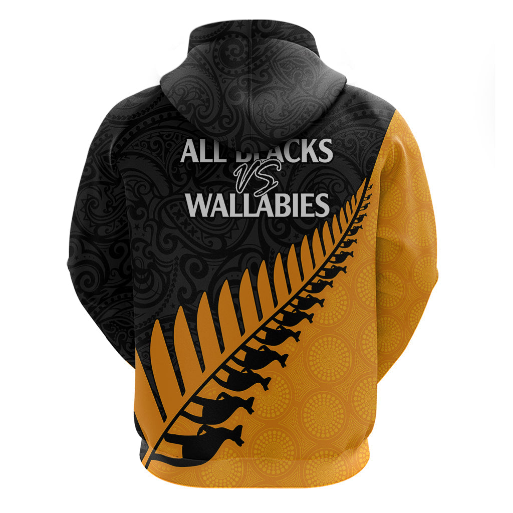 Australia Wallabies and Aotearoa Rugby Hoodie Kangaroo Black Fern Maori Gold Vibe LT9