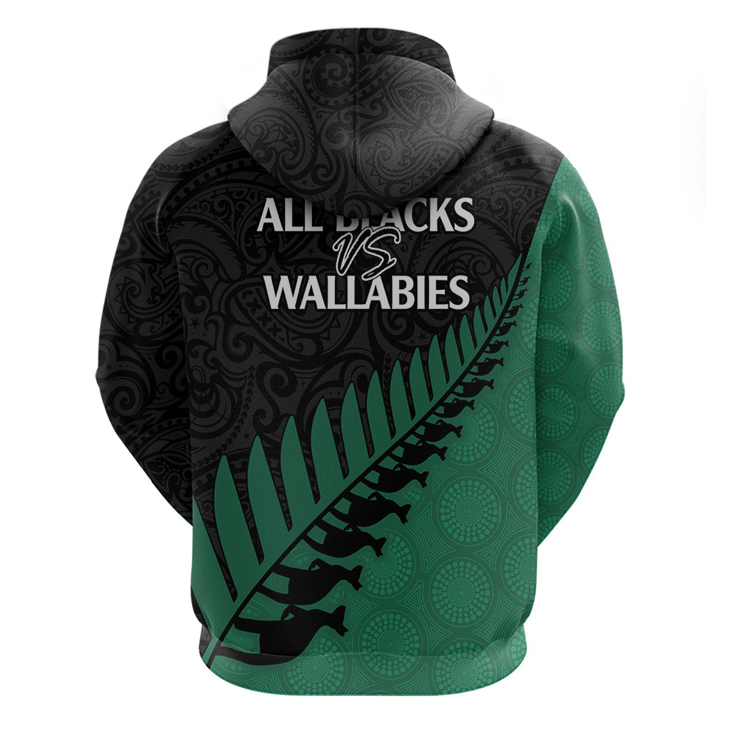 Australia Wallabies and Aotearoa Rugby Hoodie Kangaroo Black Fern Maori Green Vibe LT9