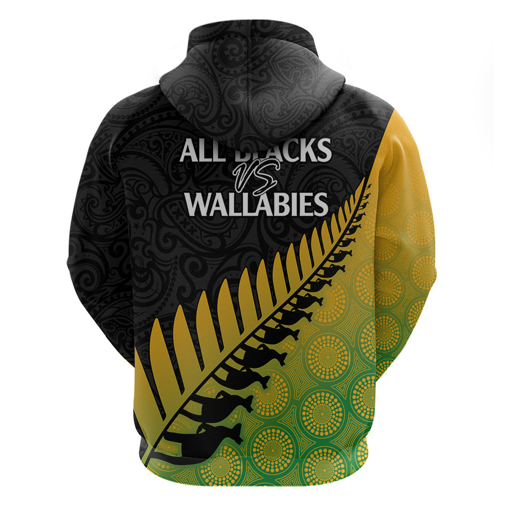 Australia Wallabies and Aotearoa Rugby Hoodie Kangaroo Black Fern Maori Gradient Vibe LT9