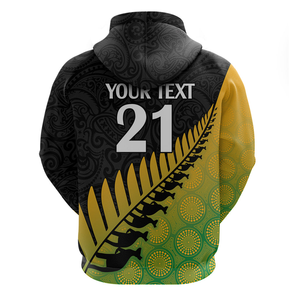 Custom Australia Wallabies and Aotearoa Rugby Hoodie Kangaroo Black Fern Maori Gradient Vibe LT9