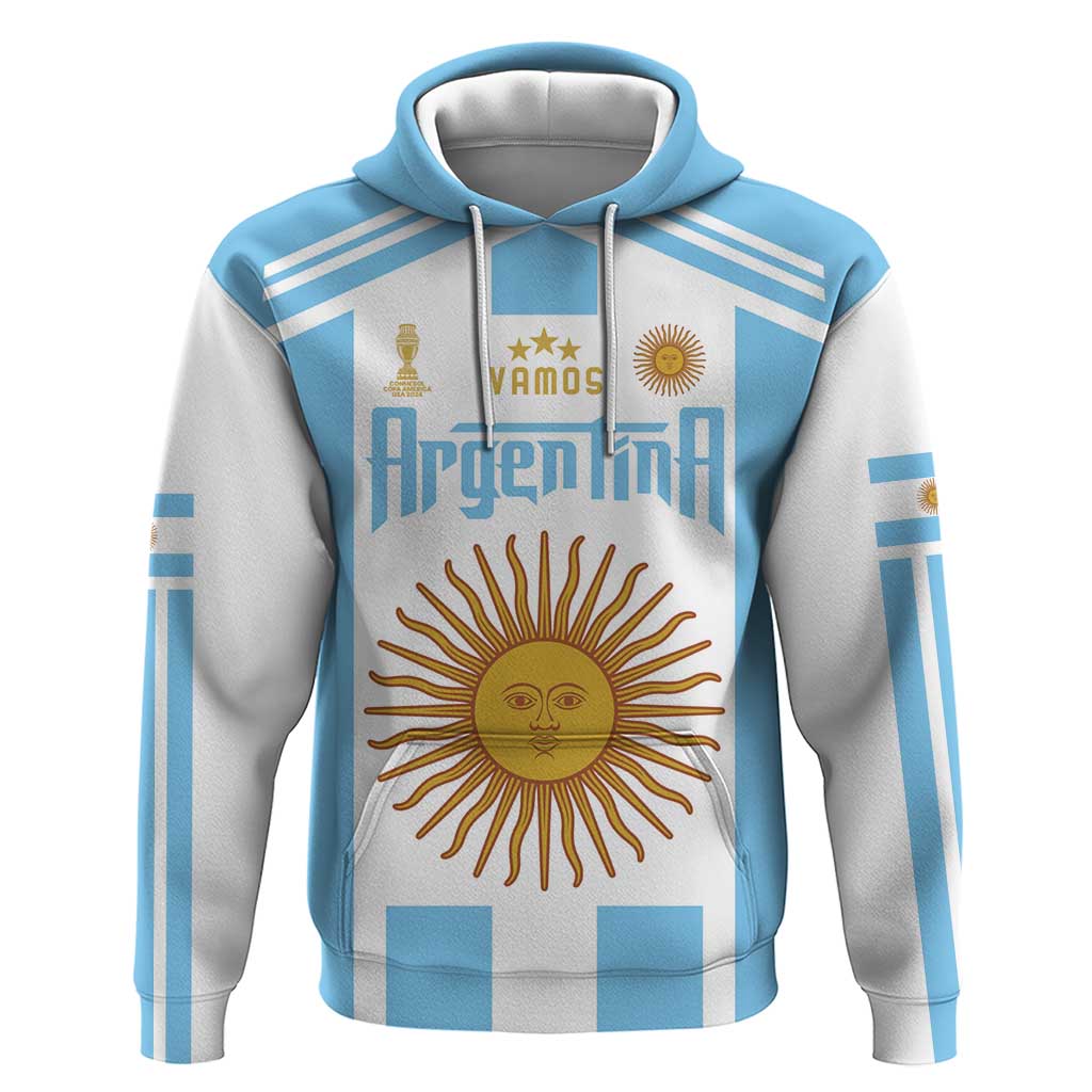 Vamos Argentina Champions Football Custom Hoodie White and Sky Blue LT9