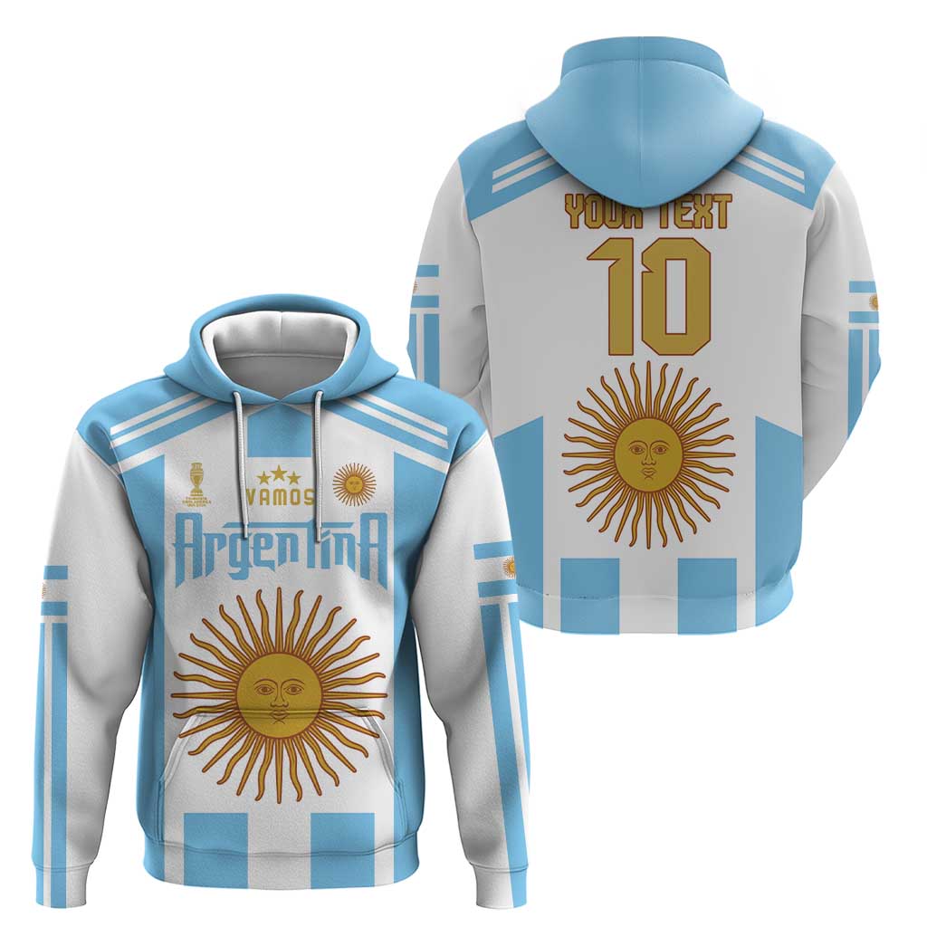 Vamos Argentina Champions Football Custom Hoodie White and Sky Blue LT9